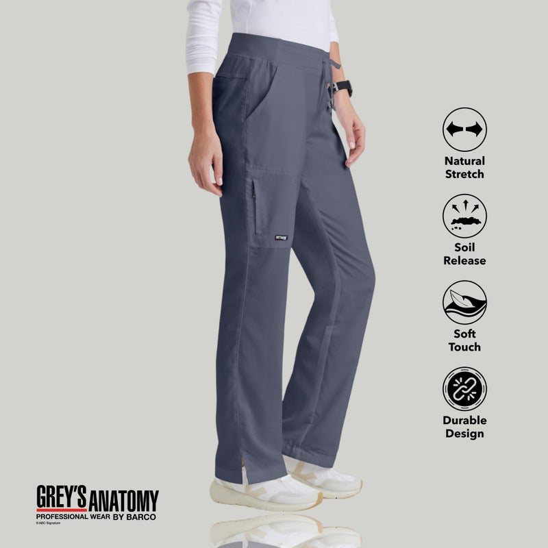 BARCO Grey s Anatomy Classic Mia Scrub Pant for Women Steel, 6-Pocket Low-Rise Straight Leg Bottoms with Natural Stretch, Soil Release Fabric, and Super-Soft Finish Large, Regular Fit - Image 3